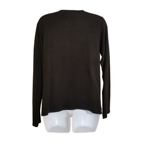 Sag Harbor Womens Sweater S Vintage Knit Black Embroidered Flowers Twofer Sequin - Picture 5 of 15